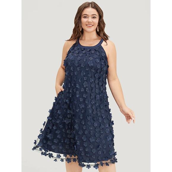 BloomChic Dresses & Skirts - BloomChic Navy Floral Appliqué Dress 3X (22/24) NWT w/ Pockets
